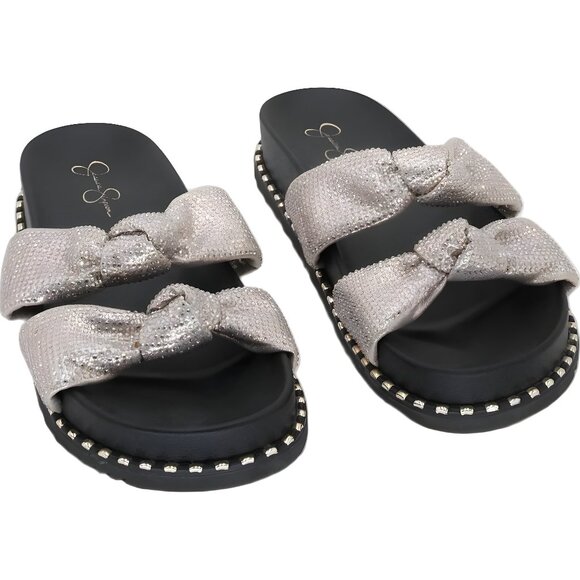 Jessica Simpson Caralyna Knot Slide Sandals Champagne Shimmer Women's US 8M - Picture 1 of 6